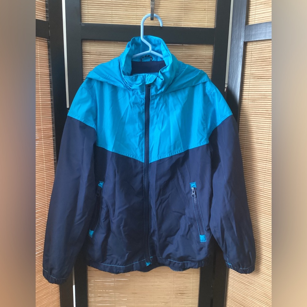 GAP Kids Windbreaker Jacket Rain Jacket Sz M blue EUC hood water resistant